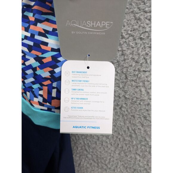 NWT Dolfin Aquashape Women's blue Print Moderate Scoop Back One Piece sz 6 - Picture 7 of 11